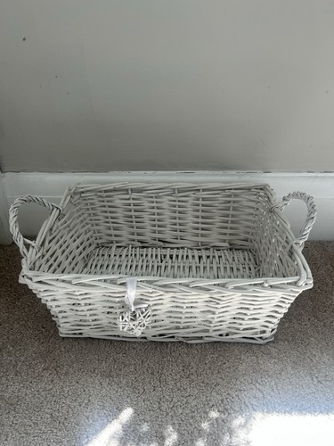 White wicker hamper basket - white,