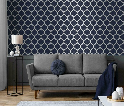 Navy blue metallic wallpaper - navy,