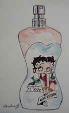 Watercolour painting Jean Paul Gautier classic I love Gautier Betty Boop perfume