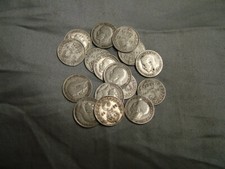 10 British .925 Sterling Silver Three Pence Coins 3d's - Pre 1920