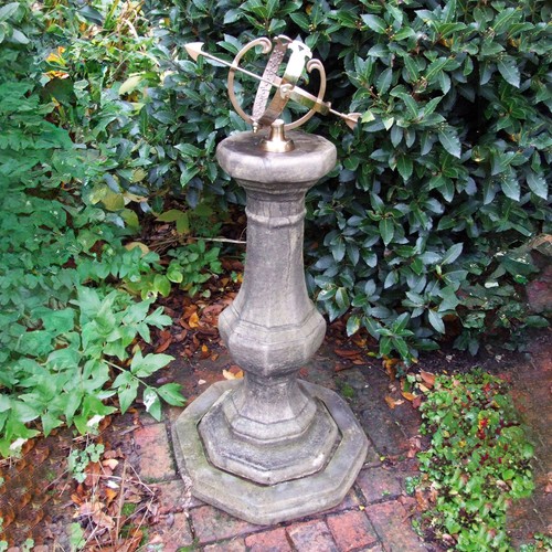 Pedestal armillary 114cm stone - pedestal,
