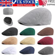 Retro Men Cotton Ivy Flat Cap Newsboy Adjustable Beret Cabbie Gatsby Driving Hat