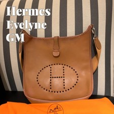 (Auth) HERMES Evelyne GM Shoulder Bag brown R□ Stamp Leather made in france