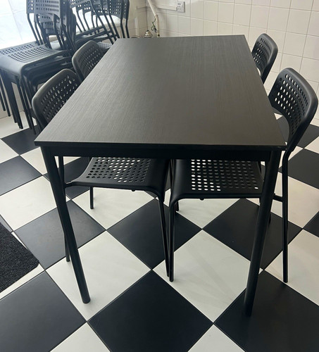 Black rectangular dining table - dining,