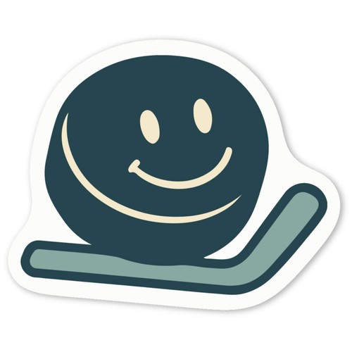 Happy hockey puck white - hockey, puck'