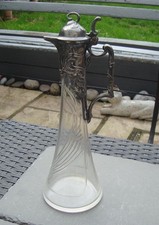 Art Nouveau WMF Pewter Silver Plated Cut Glass Liqueur Jug Decanter Jugendstil