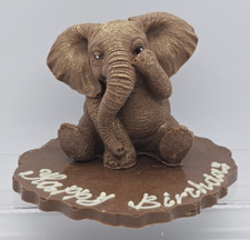3D Chocolate Elephant On Plaque Sweet Gift Cake Topper Birthday Party