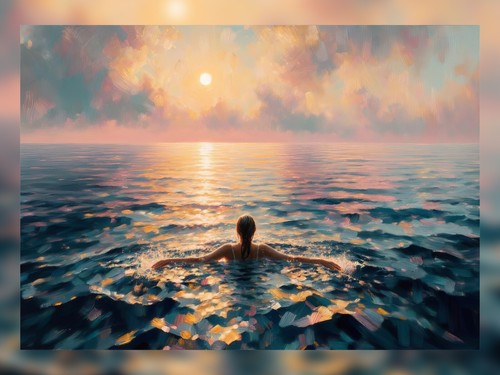 Woman swimming ocean - swimming, at
