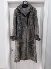 Vintage Pelzhaus Coat Womens  Grey Curly Persian Lamb Jacket Long 