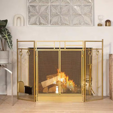 48 In. Fireplace Screen Gold