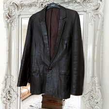 Vintage real leather 1980's Brown Box JACKET blazer mens 40" Original & Rare