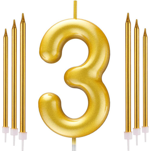 Gold number candle - 6, stick