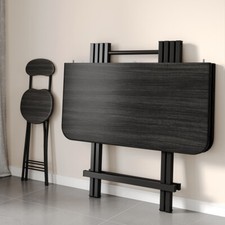 Folding Dining Table Set Kitchen 2/4/6 Chair Wood Grain Indoor Outdoor Furniture