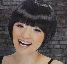 Luxury Short Wig Black Bob Fancy Dress Fun Party Nights Out Perfect Moments
