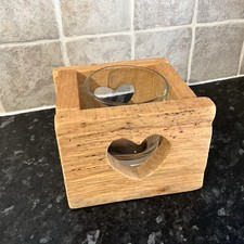 Driftwood heart shape class candle holder room decor 