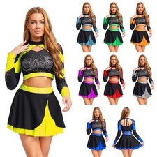UK Women School Musical Cheerleading Dress Suit Party Outfit Fancy Uniform Set
