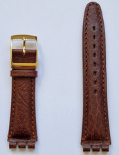 Echt Leder 19mm/23mm Replacement Leather Watch Strap for Swatch Gold Buckle