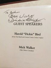 Signed Dickie Bird Cricket Umpire Sportsmans Dinner Menu England