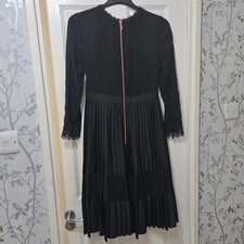 Ted Baker Looez Midi Dress Lace Trim, Pleated, Size 2/Uk 10