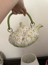 Vintage Majolica Floral Teapot