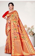 Women's Silk Saree Zari Work with Blouse Piece – Kaashi Paithani R