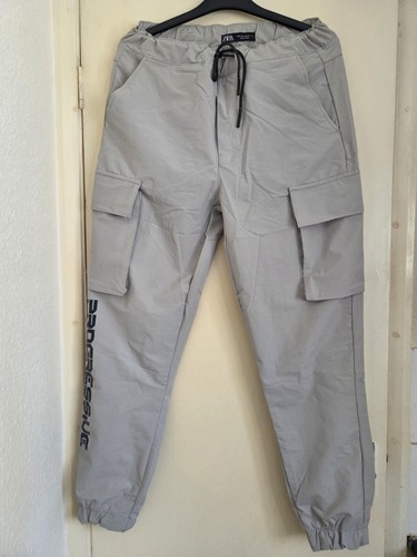 Zara men cargo trousers grey - men's,