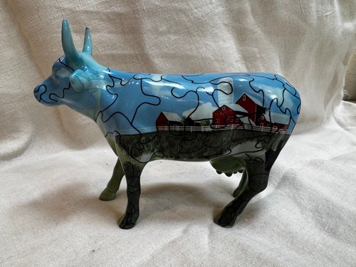 Rare cowparade puzzled cow - cowparade,