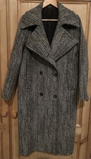 ALLSAINTS ‘Aren’ navy grey herringbone wool blend coat size 14 barely worn