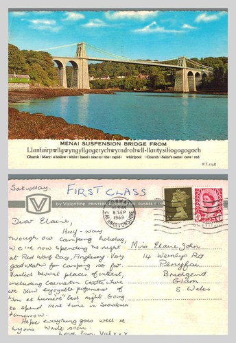 Vintage postcard menai - vintage,