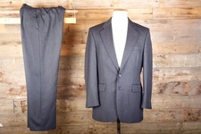 The Label vintage suit 40L 32W 32L wool dark grey self striped