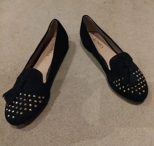 Jones black suede court shoes