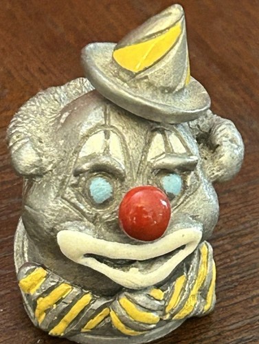 Vintage pewter clown thimble - vintage,