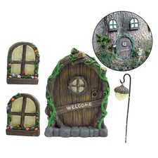Miniature Fairy Window for Yard Art Garden Statues Decor for Kids Room