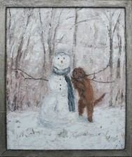 oil painting original snowman