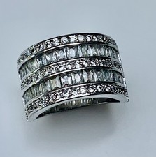 Silver Plated Baguette CZ Ring Size N