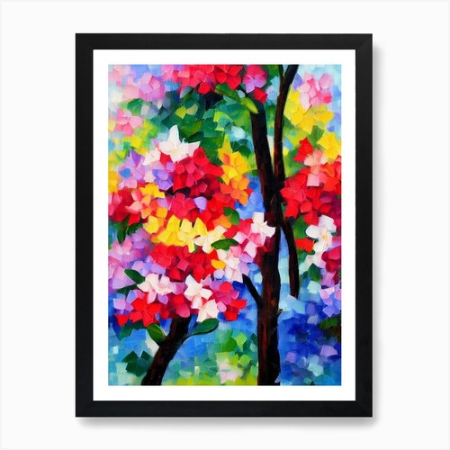 Rhododendron tree cubist art - cubist, 2