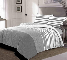 Comfort Maximus Printed Black White Striped Duvet Cover Set
