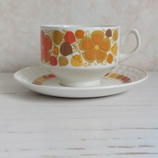 Pontesa The Young Range Cup Saucer Duo Orange Retro 1970s  Floral Spain #1