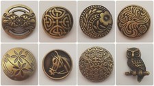 BRONZE METAL BUTTONS – SHANK, CARDIGAN, FLOWER, CELTIC, OWL, ELEPHANT CUTOUT, UK