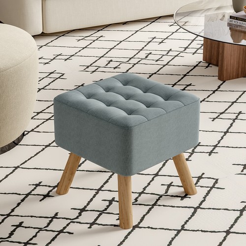 Linen fabric footstool - fabric,