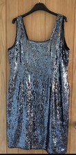 Womens Debenhams Debut ( ALL NIGHT)  Black / Silver Sequinned Dress UK Size 18