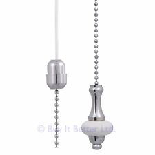 ElekTek Bathroom Ceiling Light Pull Cord Switch Fob Handle & 80cm Chrome Chain