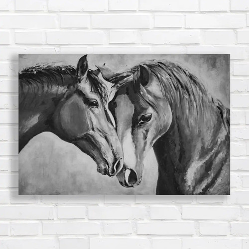 Two horses love - in, handpainted
