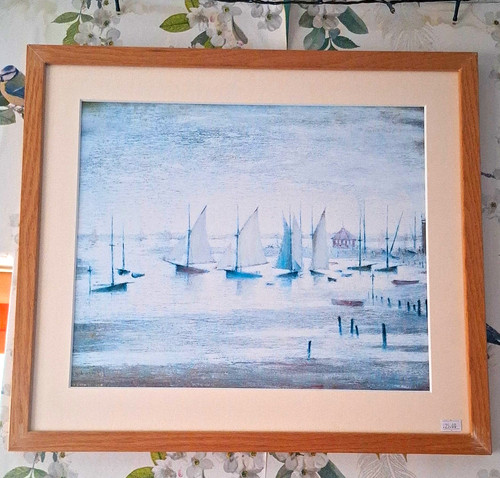 Framed sailboat harbour - sailboat,