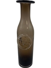 Smoked Glass Vase with Decorative Medallion Design Feature T2270 KW15
