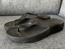 Fitflop black leather look toning flip flops thong sandals size 7 style 030-057