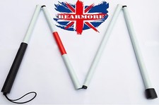 Visually Impaired White Blind Walking Stick Folding Aluminum Cane 125cm long @UK
