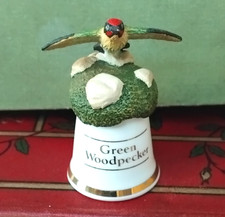 Sterling Classic Thimble Green Woodpecker Pewter British Wildlife Collection