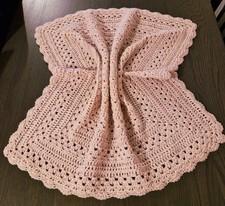 Crochet Newborn Baby Girl Pram Blanket & Hat Set