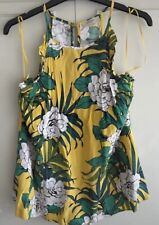 Ladies Matalan Papaya Yellow And Green Floral Sleeveless Top Size 10